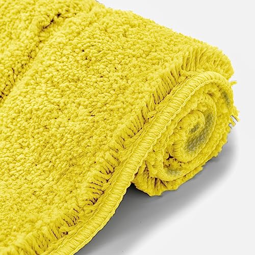 Velosso Super Soft Microfibre High Density Bath Mat Pedestal Mat Set Anti Slip Super Absorbent (Yellow), Double - Image 3