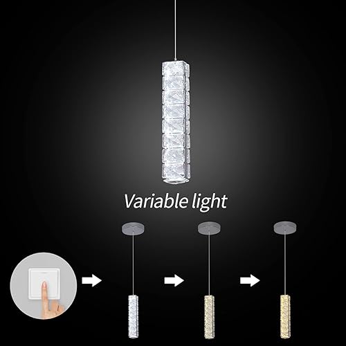 Miniatura 113 de Moderno candelabro de cristal LED, iluminación empotrada, lámpara colgante con control remoto para sala de estar, comedor, dormitorio, isla