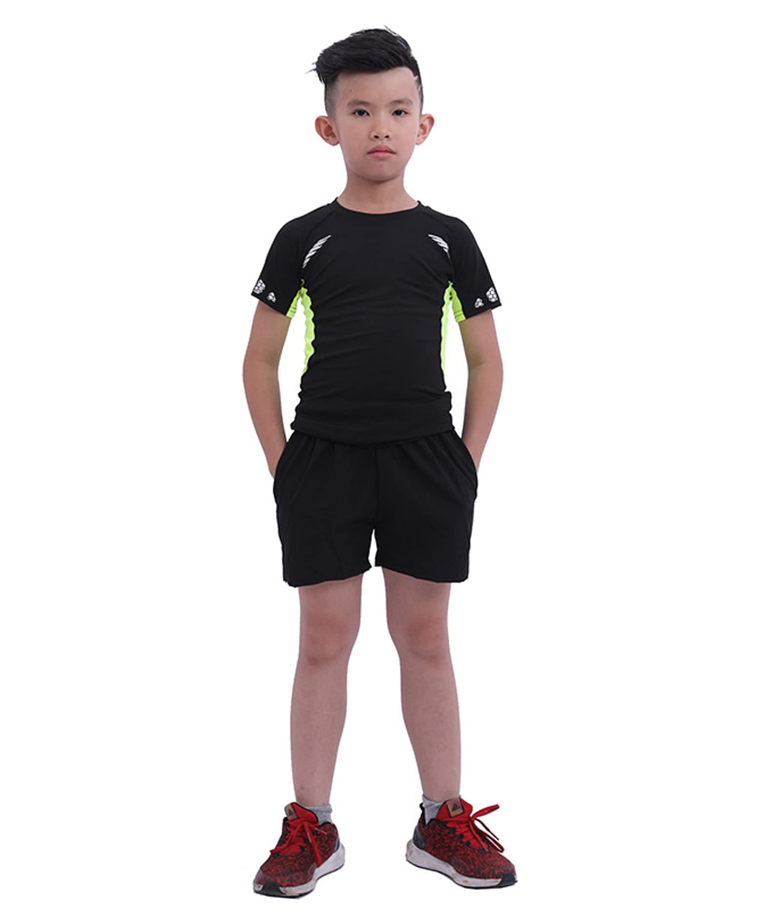 CRAZY GOTENDBoys Stripe Short Sleeve 2Pcs Cotton Tshirt and Shorts Sets(5Years-16Years)