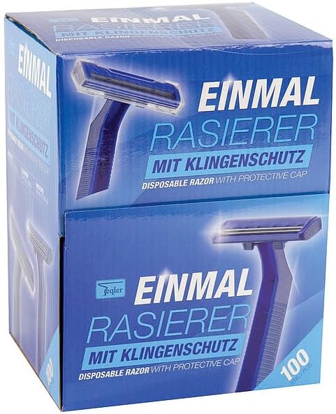 Teqler T-370650 Disposable Razors shave each hair length gently, safely and in a skin friendly manner, blue (100 per pack)