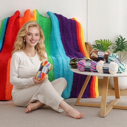 Image of 2 Pack Chunky Chenille Yarn for Crocheting and Knitting Beginners,Thick Bulky Plush Fluffy Velvet Soft Baby Blanket Crochet Chenille Yarn for Crocheting Blankets /Amigurumi /DIY Crafts(Navy Blue