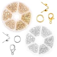 Armband Verschluss, 1140 Stück Kettenverschluss Set Gold Silber Verschlüssen Karabinerverschluss und Biegeringe und Crimpende Verschlüsse für Halsketten-Armband Schmuck Basteln DIY