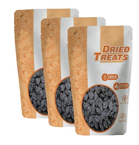 Image of Dried Treats Kali Kishmish 750 Grams (250gm X 3) - Black Raisins | Kali Darakh | Boost Immunity & Vitality | Sweet Fruity Taste and Soft Chewy Texture | Rich in Antioxidants | Sweet and Delicious Flavor| Healthy Dry Fruit Snack For Kids and Office Workers
