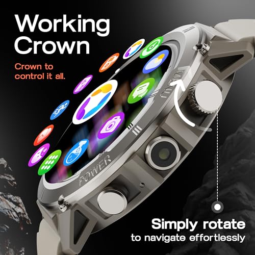 Image of GOBOULT Tuff Hawk Smart Watch 1.39'' HD Display, BT Calling, Working Crown, 150+Watchfaces, 450 Nits Brightness, AI Voice Assistant, SpO2 Monitoring (Green) (Sandstone)