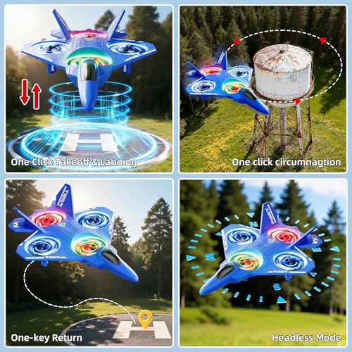 Image of Remote Control Airplane Drone for Kids Ages 4-6-8-10-12, RC Plane Jet Drone with One Key Take Off-Landing, Headless Mode, 360 Flip for Kids Boys Beginners, Outdoor Flying Toys Birthday Gifts for Boys
