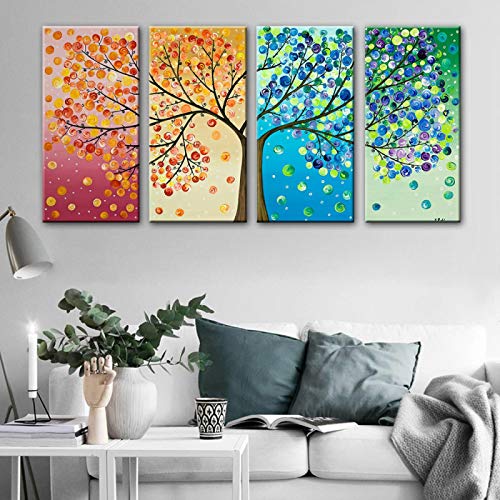 Toile peinture quatre saisons paysage moderne sans cadre 60x90cm pour salon