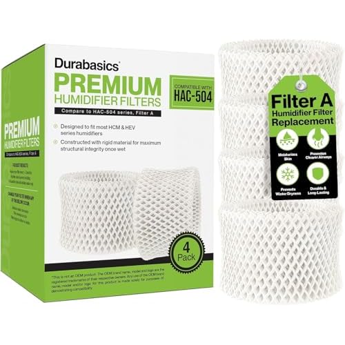 Durabasics 4 Pack of Premium Humidifier Filters Compatible with Honeywell Humidifier Filters HAC-504, HAC-504AW & Honeywell Filter A | Replacement for HCM 350 Filters & Cool Mist Humidifiers