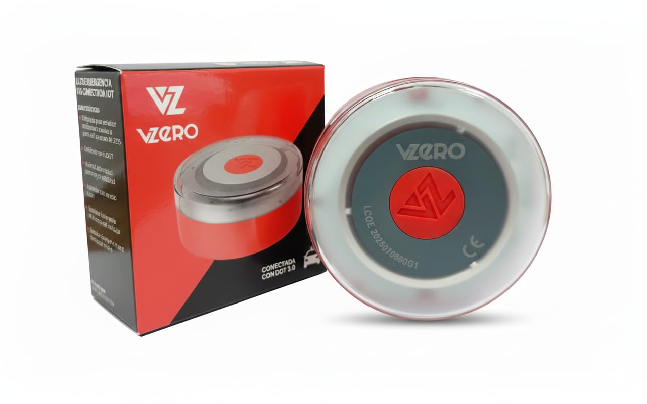 VZero - Luz de Emergencia V16 con Geolocalización, Señal Homologada Conectada con DGT 3.0, Apta para 2026, Baliza para Coche con eSIM Incluida, Alta Potencia (200 candelas) y Sistema Eye Protect — view 4