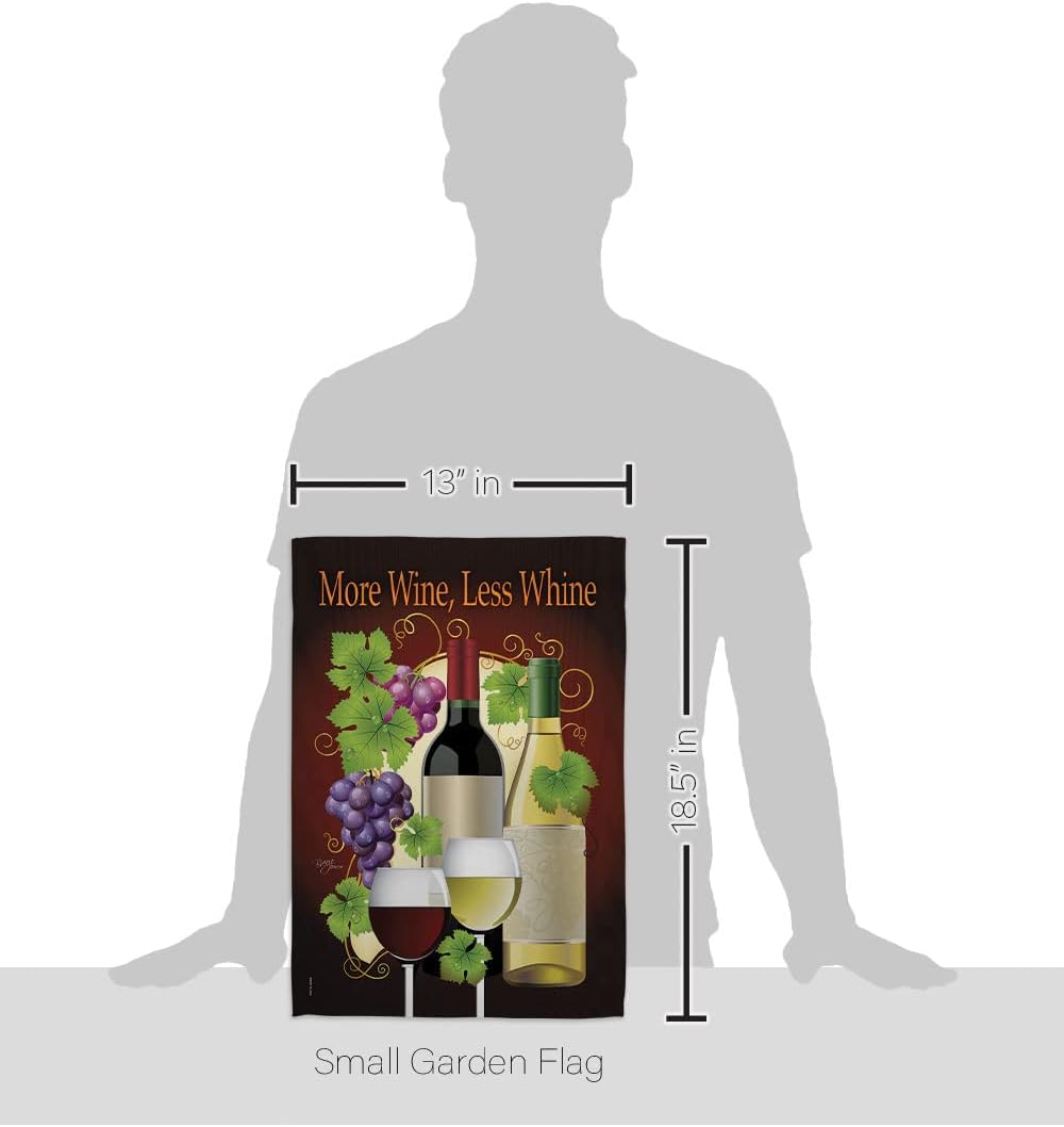 Breeze Decor G167022, Less Whine Happy Hour & Drinks Everyday Wine Impressions Decorative Vertical Garden Flag, 13" x 18.5", Printed in USA