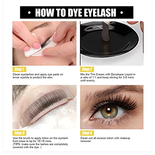 Eyelash Eyebrow Color Kit Professional Waterproof Makeup Brow Lashes Tint Dye Set With Brush Gloves (Dark Brown) #TOP7