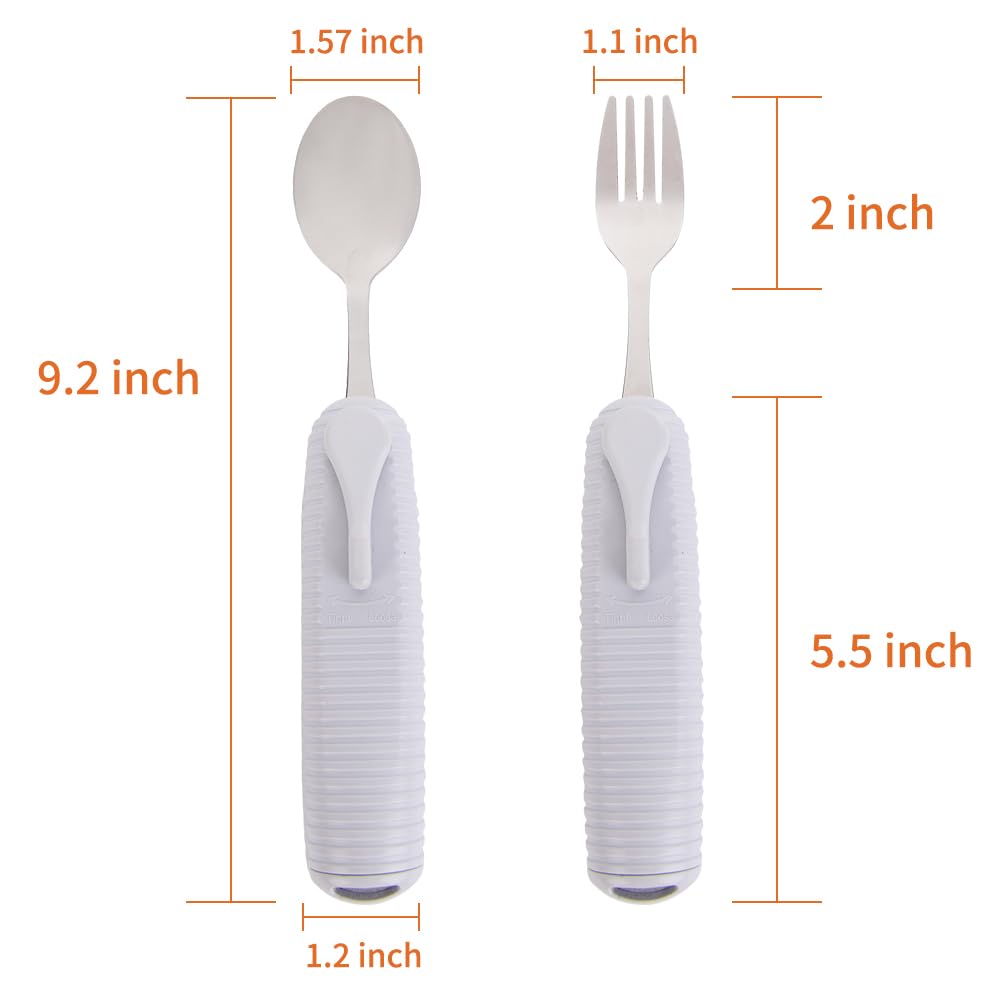 Forzaddik Adaptive Utensils Spoons Forks Set,Open Handle Design Provides Several Positions for Arthritis Disabled People - Image 4