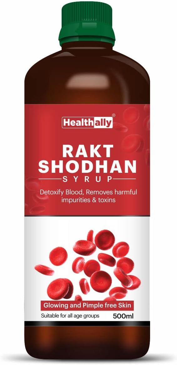 Ayurvedic Blood Purifier Rakt Shodhan Syrup|Pimple Acne Remover Skin Cleanser Tonic|Improves Skin Health & Wellness,Detox Blood Impurities|Safe For Men Women - 500 ML