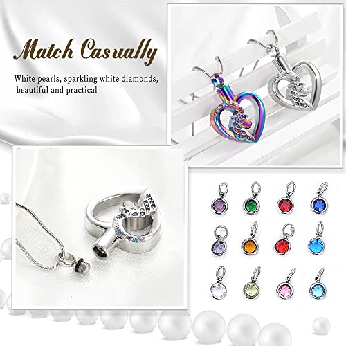 Cremation Jewelry 12 Crystal Birthstone Stainless Steel Unicorn with Heart Charm Pendant Necklace Cremation Urns Jewelry Ashes Keepsake3