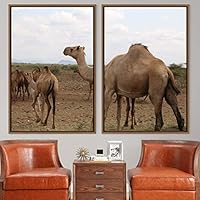 2 Piece Framed Canvas Wall Art Lone Camel Canvas Prints Home Artwork Decoration for Living Room,Bedroom - 16