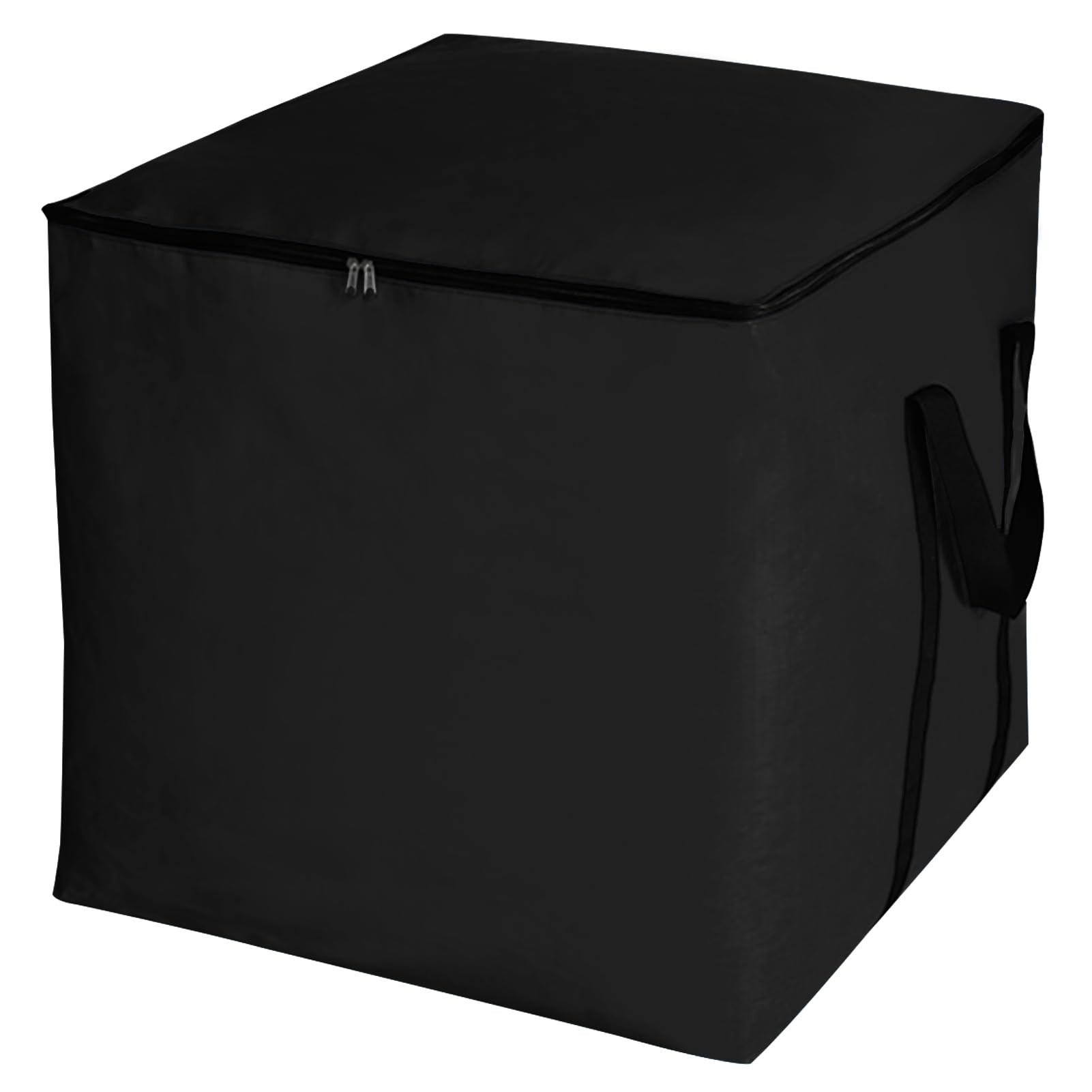 Grand sac de déménagement 125 L noir 50 × 50 × 50 cm Sac de rangement avec couvercle et poignées Boîtes de rangement à fermeture éclair Déménagement