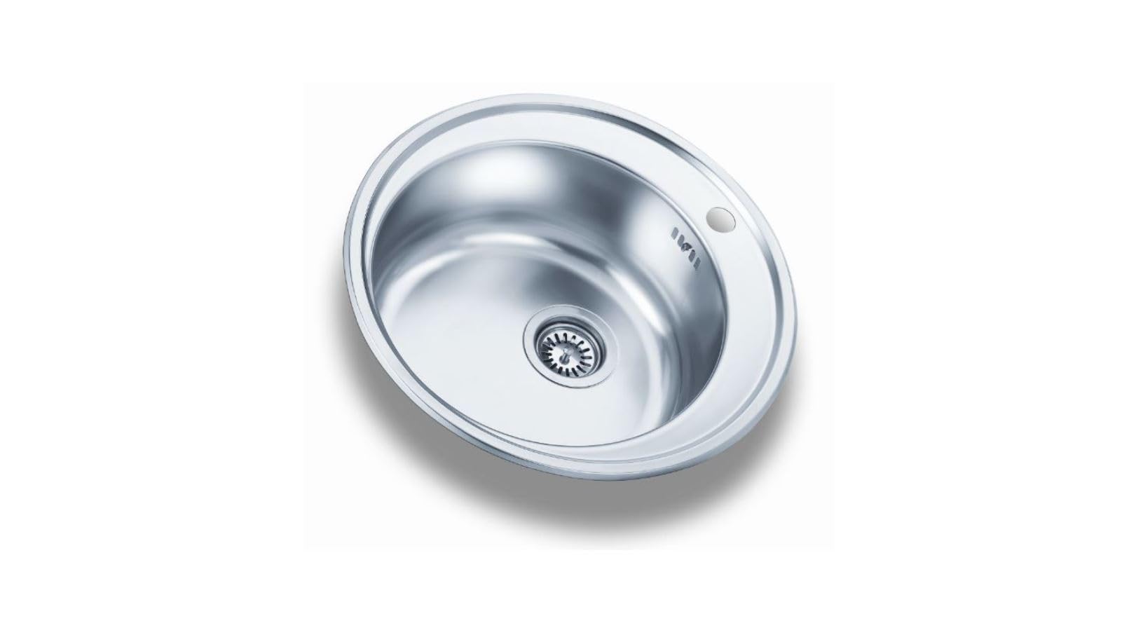 Edelstahlspüle 520 mm Rund 1 Becken inkl. Siebkorbventil Überlauf aus Edelstahl