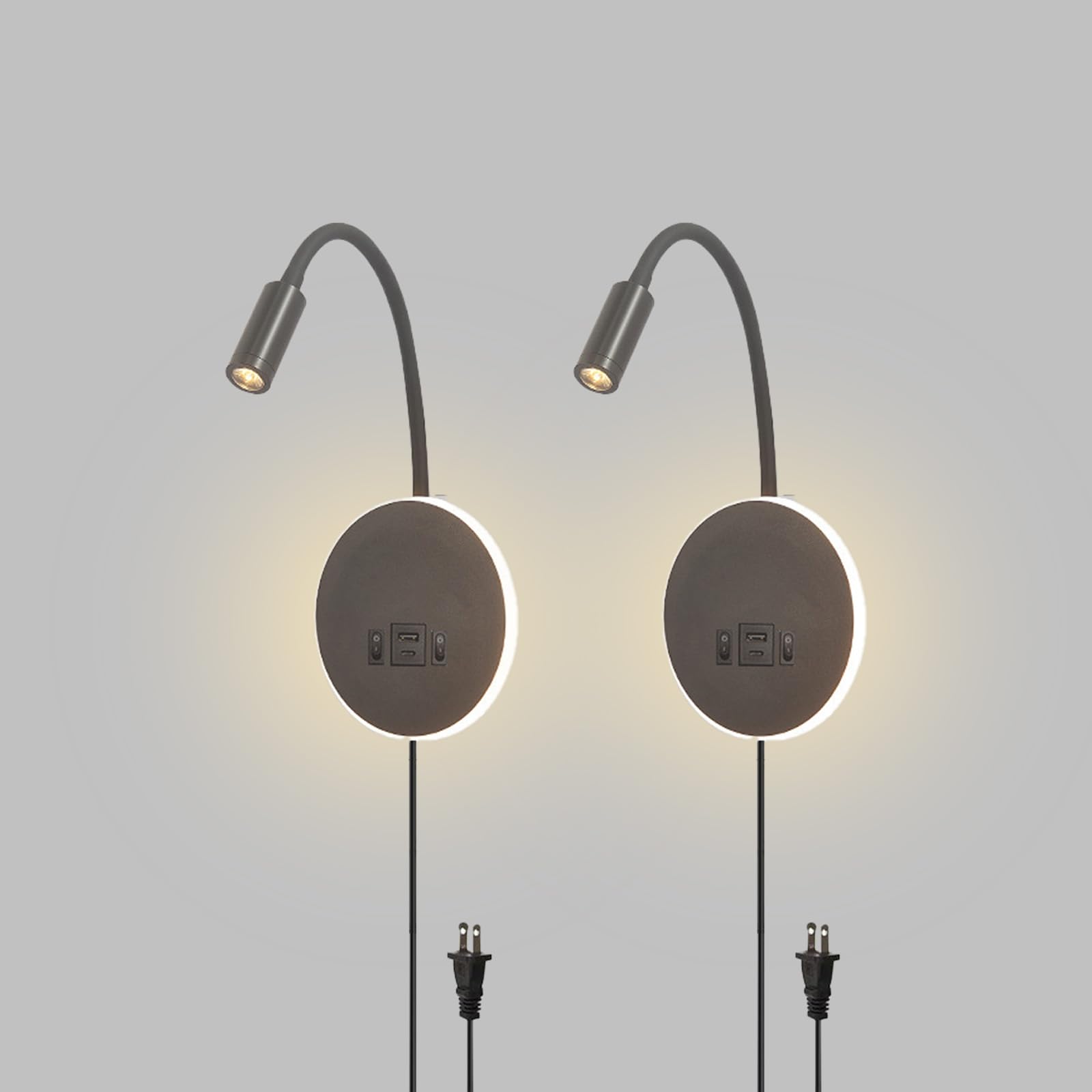 Iluminación de pared con enchufe e interruptor para interior juego de 2 lámparas LED de noche 8
