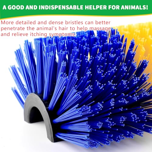 2 Pcs Kratzbürste für Pferd Kuh, Halbrunde Pferde Bürsten, Vollmassage-Pflegebürste mit Schrauben für Ziegen, Rinder, Kühe, Schafe, Pferde, Schweine und andere Nutztiere zum Rückenkratzen,45CM
