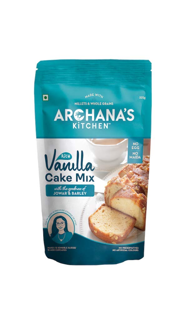 Archana's Kitchen Rich Vanilla Cake Mix | Eggless Cake Mix Powder | No Maida | Goodness Of Jowar & Barley | 325 grams