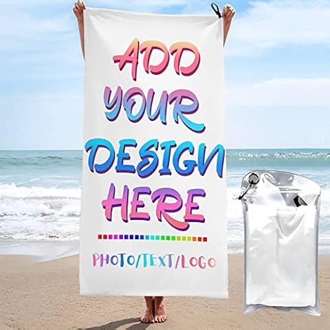 YISAMSON Personalized Beach Towels for Adults Custom Your Own Photo Logo Name Bath Towel Quick-Drying Soft Beach Bath Pool Towel Suitable for Camping Hiking Traveling Gym (27.5 x 55 in) Vertical Cover