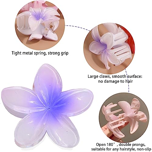 BAISEN 6 pcs Color Flower Hair Clips,3.14 inches Large Hawaiian Flower Claw Clip for Women Thin Thick Curly Hair,Strong Non-slip - Image 4