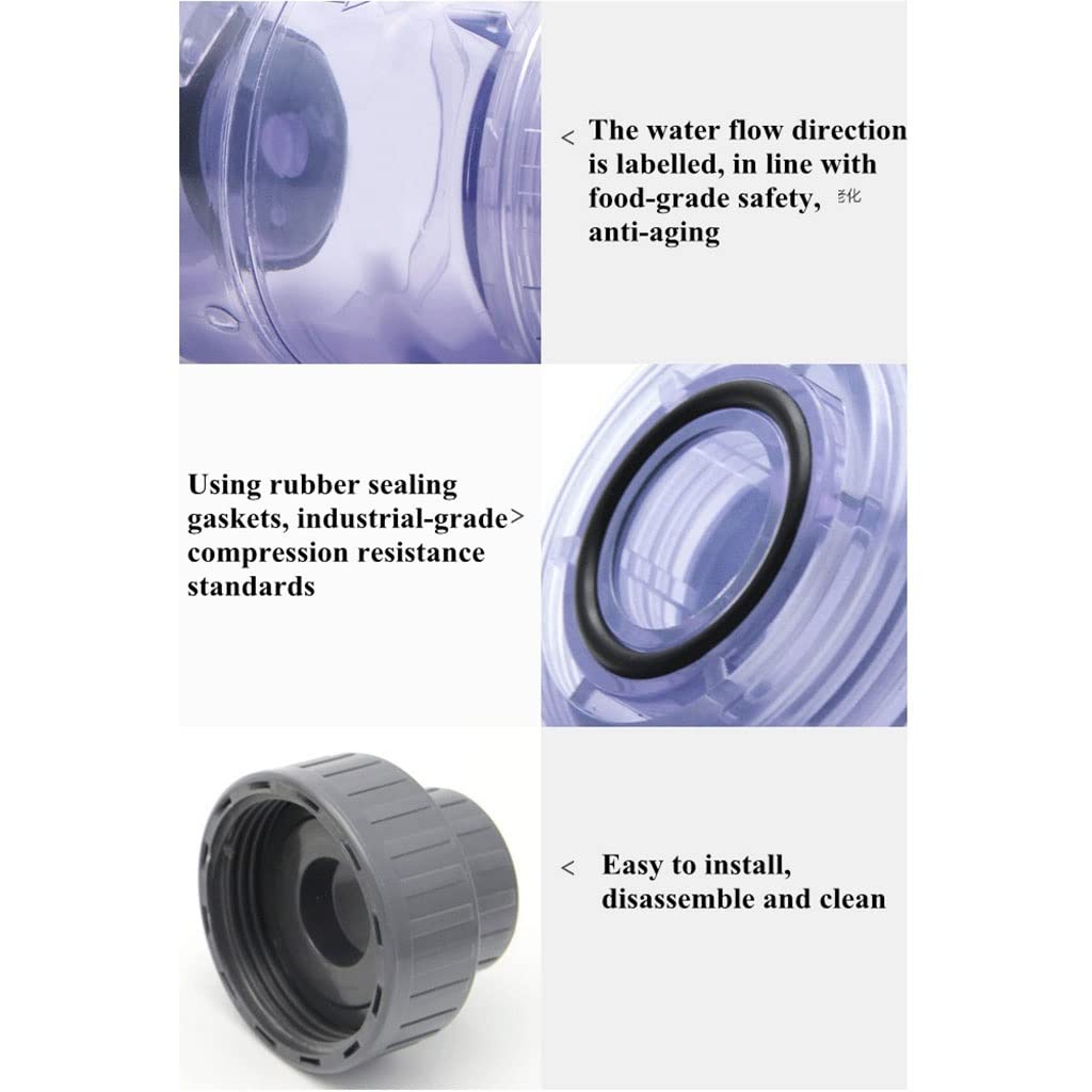 válvula de bola, válvula de cierre, Válvula antirretorno unidireccional, ID 25 mm 32 mm Válvula de retención transparente Conector de tubería de agua de PVC Junta de tubo de tanque de acuario 1 pieza