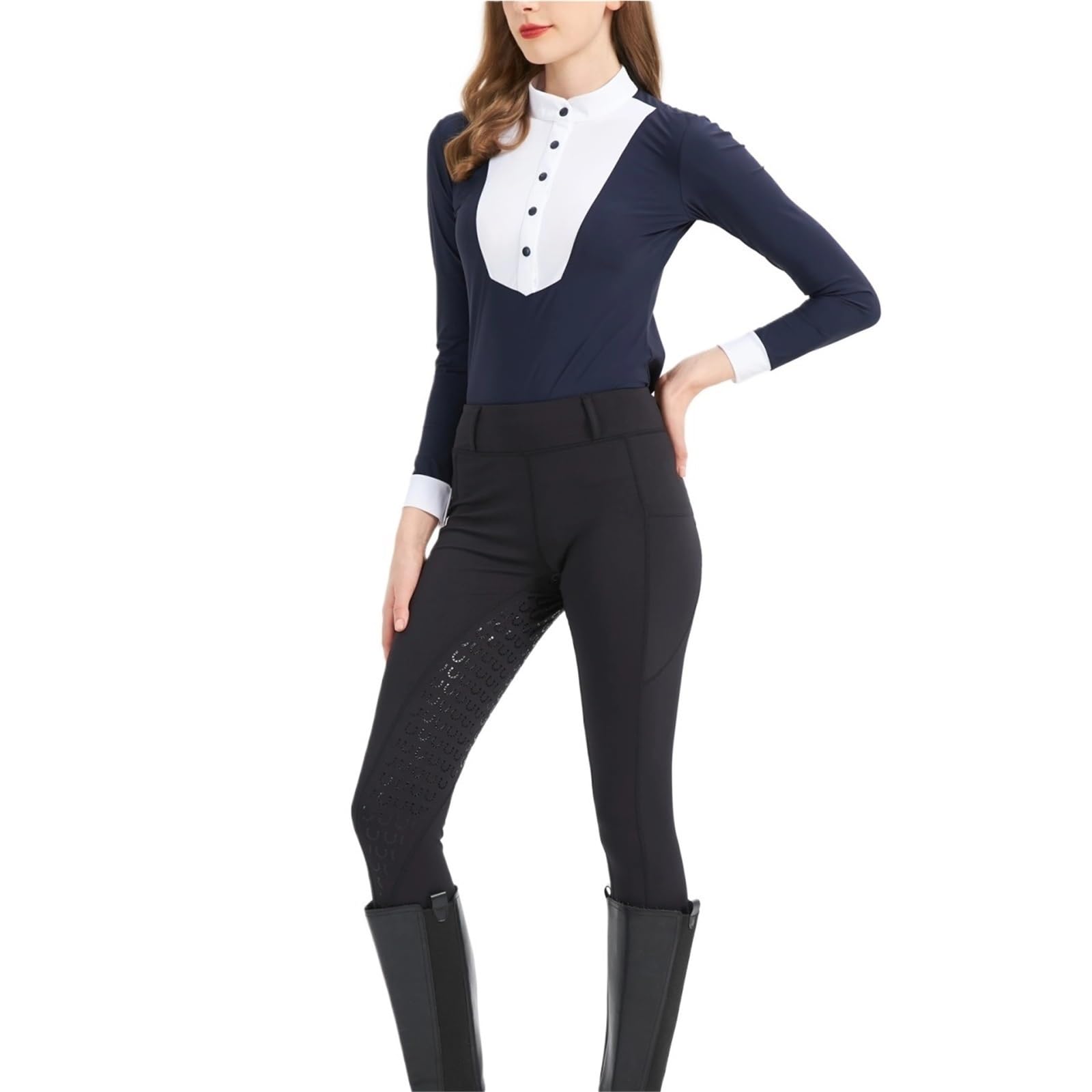 Pantalones de equitación primavera y verano for mujer, punto, alta elasticidad, ajustados, silicona, transpirables Para Equitación