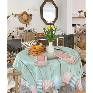 Happy Easter Square/Round Table Cloths 60x60inch,Bunny Tail Egg Party Tablecloth Waterproof Polyester Table Covers for Kitchen Dinning Wedding Decoration,Stain/Wrinkle Resistant,Washable,Rustic Wooden Happy Easter SquareRound Table Cloths 60x60inchBunny Tail Egg Party Tablecloth Waterproof Polyester Table Covers for Kitchen Dinning Wedding DecorationStainWrinkle ResistantWashableRustic Wooden