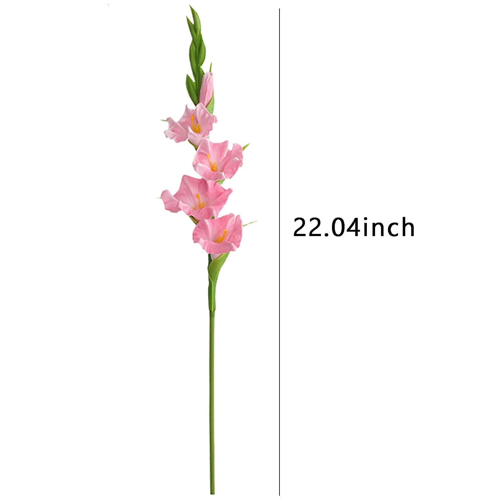Künstliche Gladiolen, weiße und rosa, künstliche Gladiolen, Seide, Gladiolen, Blumen mit Stielen, künstliche Gladiolen, Blumen für Hochzeit, Garten, Zuhause, Party, Tisch, Blumenarrangement
