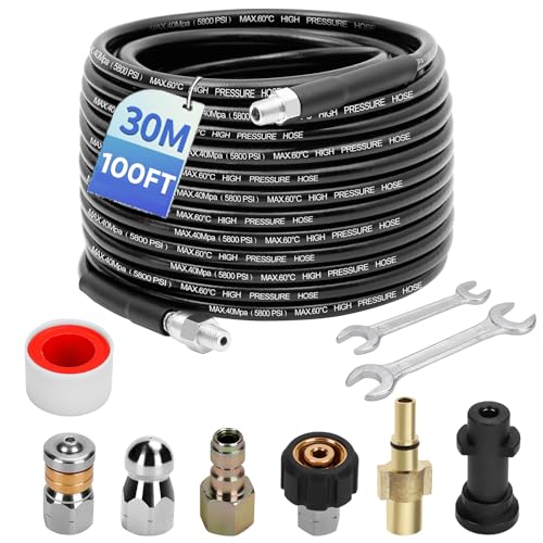 30M/100 FT Drain Jetting Hose - Compatible with Karcher and Bosch Pressure Washer Gun, 400...
