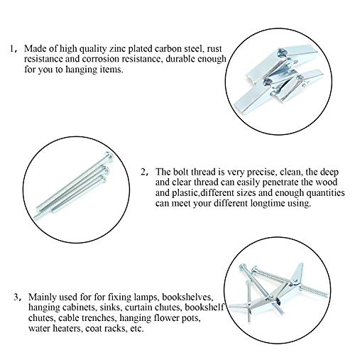 image for DYWISHKEY 25 Pieces Toggle Bolt and Wing Nut Assortment Kit, 1/4