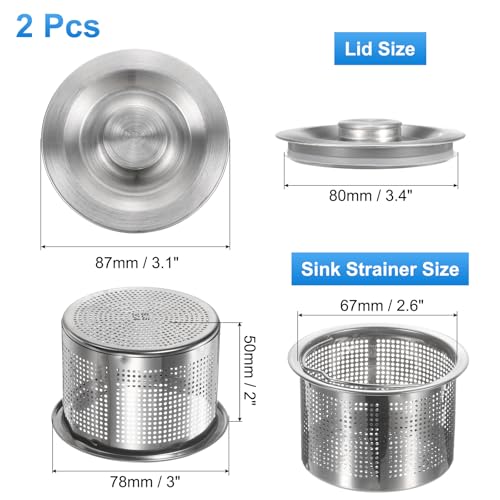 Filtro para desagüe de cocina con tapa acero inox 2 pcs miniatura 2