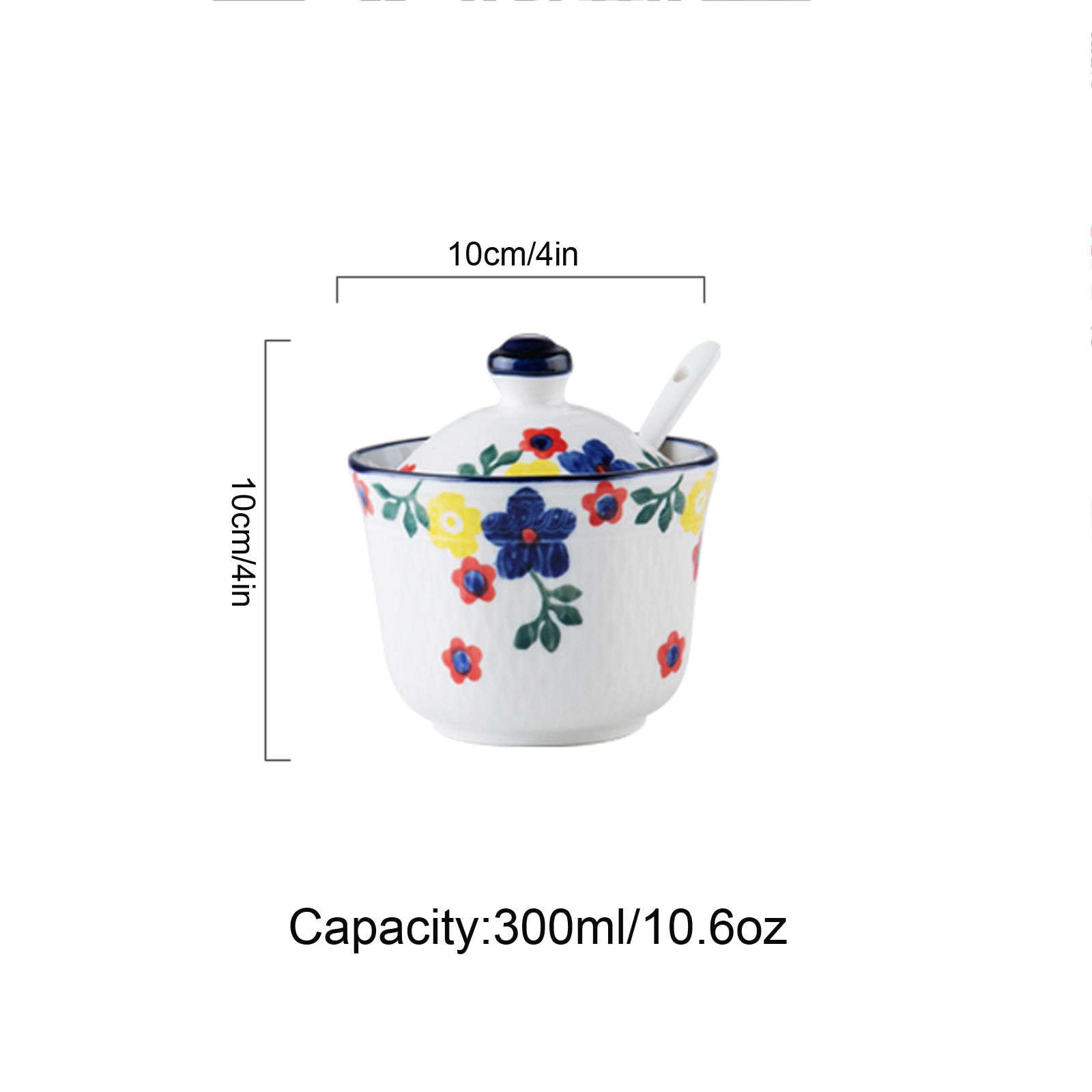 HLTYGWX Zuccheriera, Contenitore per condimenti, zuccheriera con Motivo Disegnato a Mano con Coperchio, zuccheriera in Ceramica a Forma di Tazza da tè, Accessori per caffè, versatore di Zucchero, Set