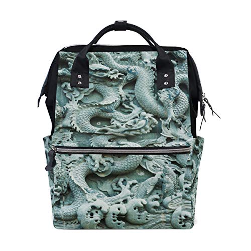 Preisvergleich Produktbild Carved Chinese Dragon Pattern Schulrucksack, große Kapazität, Mumien-Tasche, Laptop, Handtasche, Reiserucksack für Damen, Herren, Erwachsene, Teenager, Kinder