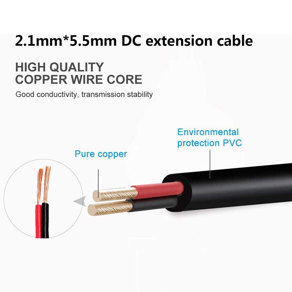 Cavo Prolunga DC 5m Maschio-Femmina 2.1x5.5mm - Per Alimentazione 12V, LED, CCTV, Bianco - Foto 4