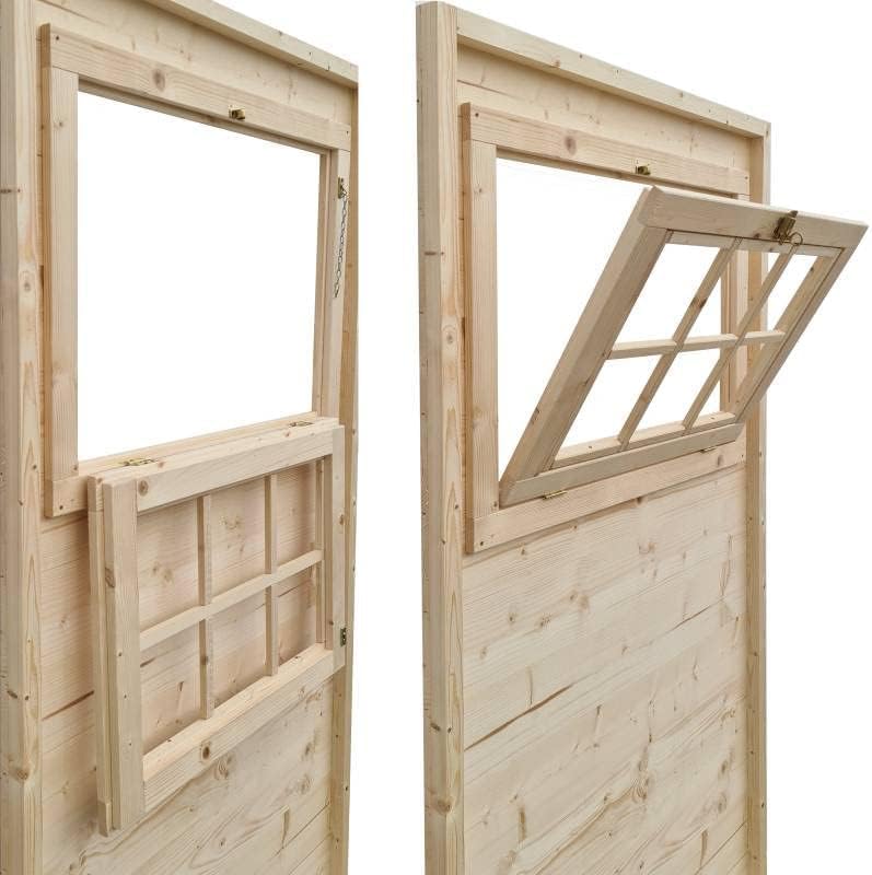 Finestra In Legno Con Apertura Laterale Per Casetta - Misura 81x61 Cm, Con Plexiglass Opzionale, Facile Da Montare - Foto 12