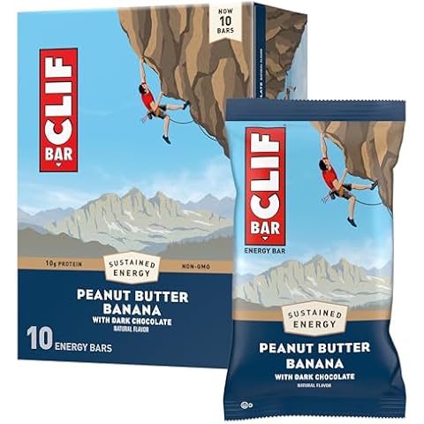 Clif Bar - Peanut Butter Banana with Dark Chocolate Flavor - Made with Organic Oats - 10g Protein - Non-GMO - Plant Based - Energy Bars - 2.4 oz. (10 Pack) Cover