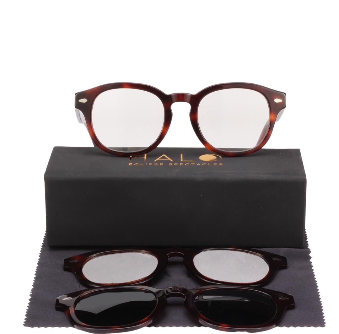 Halo Eclipse Spectacles Solar Eclipse Glasses - The Phoenix 3-1 Glasses Tort 2024 Approved for Direct Sun Viewing, CE & ISO Certified