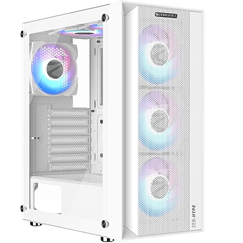 ZEBRONICS Hype Mid-Tower Premium Gaming Cabinet - ATX/M-ATX/M-ITX, 3 x 120 mm Front, 1 x 120 mm Rear Fan, RGB Inner Glow, LED Control, Tempered Glass Side Panel, USB 3.0, Magnetic Dust Filter (B0CCVY5217) Amazon Price History, Amazon Price Tracker