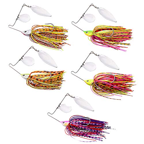 LPATTERN 5 pcs Spinnerbait Spinner Leurres Artificiel 15g Spin Appâts de Pêche en Métal Spinner Baits Leurres de Pêche