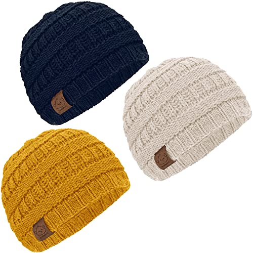 Image of KeaBabies 3-Pack Baby Beanies for Boys, Girls - Stretchy Knit Baby Hats, Cute Newborn & Toddler Winter Hat, Soft & Warm Infant Beanie 6-36 Months (Sunshine, M)