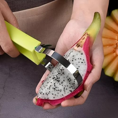 Image of 4-in-1 Melon Baller Scoop Set - Stainless Steel Fruit Scooper, Carving Knife, Digging Spoon & Cutter Tool for DIY Fruit Salad, Ice Cream, Cake Decorating & Dessert Presentation