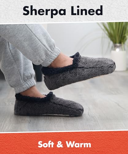 Image of Snoozies Mens Two Tone Fleece Lined Slippers - Comfortable Slippers for Men - Two Tones