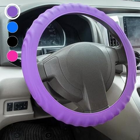 BE Steering Wheel Cover, New Material Instead of PU Leather, Universal 13-15 inch Breathable Anti-slip Car Steering Wheel Protector for Most Car Models，Purple Cover