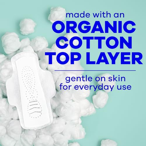 Always Pure Cotton, Organic Cotton top Layer Pads for Women with Wings, Feminine Care, Period, Menstrual, Sanitary, Postpartum, toallas sanitarias para Mujer, Size 3 Extra Heavy, Unscented, 66ct - image 3