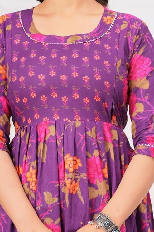 Image of Women Feeding Kurti for Women Cotton Maternity Kurta with Nursing Zip for Pre & Post Pregnancy