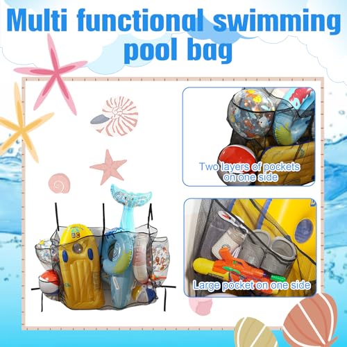 Pool-Float-Storage-BagAdjustable-Pool-Toys-Organizer-Hanging-Mesh-Bag-with-3-Side-Pockets-for-RaftsBallsFloatsInflatable-ToysExtra-Large-Pool-Toy-Storage-Net-Bag-PouchSwimming-Pool-Accessories Pool Float Storage BagAdjustable Pool Toys Organizer Hanging Mesh Bag with 3 Side Pockets for RaftsBallsFloatsInflatable ToysExtra Large Pool Toy Storage Net Bag PouchSwimming Pool Accessories