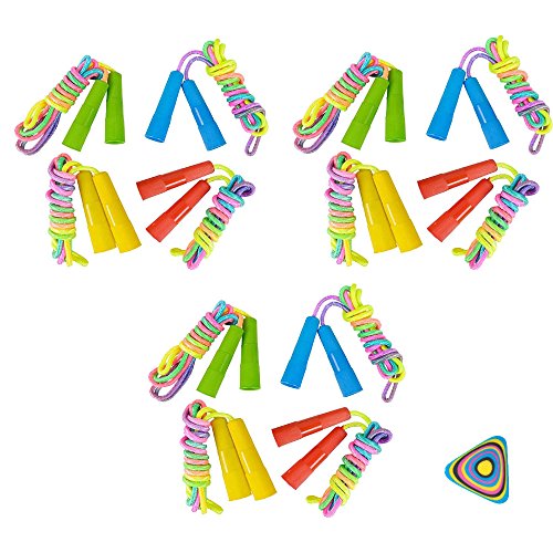 WGS 12 Rainbow Neon Jump Rope and 1 Vortex Eraser- Party Favors, Prizes, Outdoor Activities, Easter Baskets