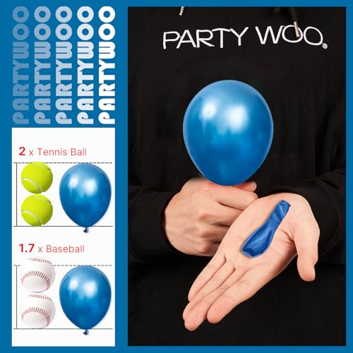 Image of PartyWoo Metallic Blue Balloons 100pcs 5 Inch Small Mini Chrome Blue Latex Balloons for Graduation Wedding Baby Shower Engagement Baby Shower Wedding Bachelorette Birthday Party Decorations Blue-G106