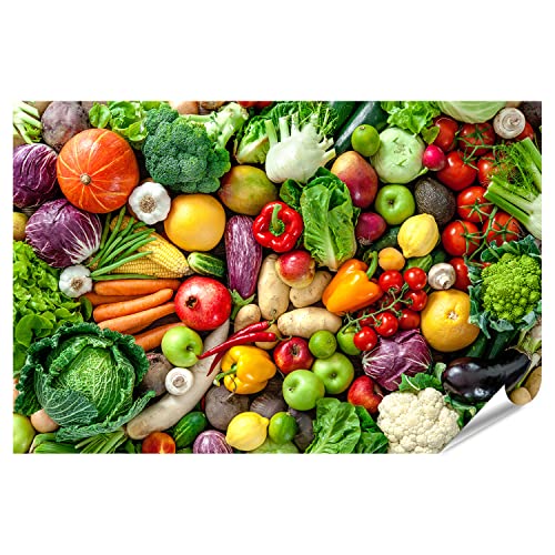 islandburner Imagen XXL Póster Surtido de Frutas y Verduras Frescas Imagen de Cocina Impresión fotográfica Premium 130 x 90 cm Cover